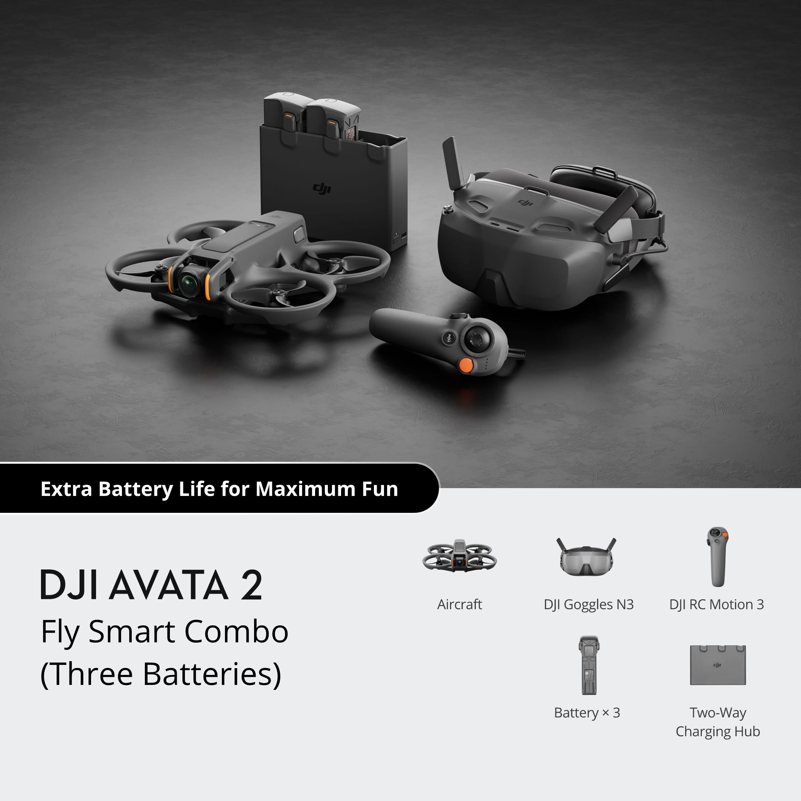 DJI Avata 2 Fly Smart Combo(Three Batteries)